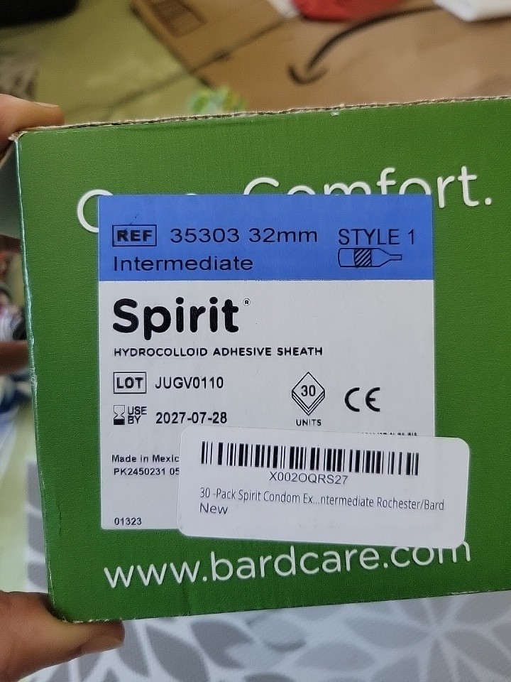 New Bard Spirit STYLE 1 Hydrocolloid Adhesive Sheath 32mm 35303 Open Box 25 Pack