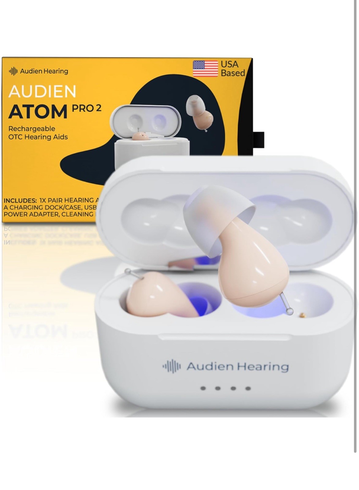 AUDIEN ATOM PRO 2 WIRELESS RECHARGEABLE OTC HEARING only 1 of 2 hearin G1N
