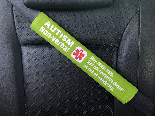 Autism Non-verbal Medical Alert Seat Belt Safety Cover ICE