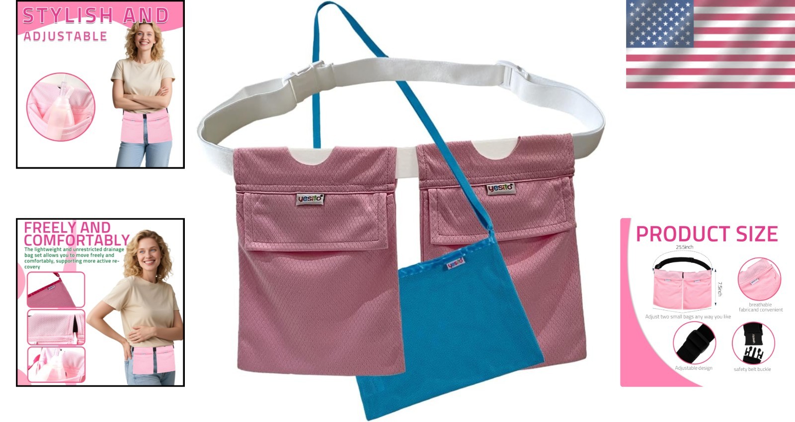 Soft Mesh Mastectomy Drainage Pouch with Dual Pocket Support – Post-Surgery Care