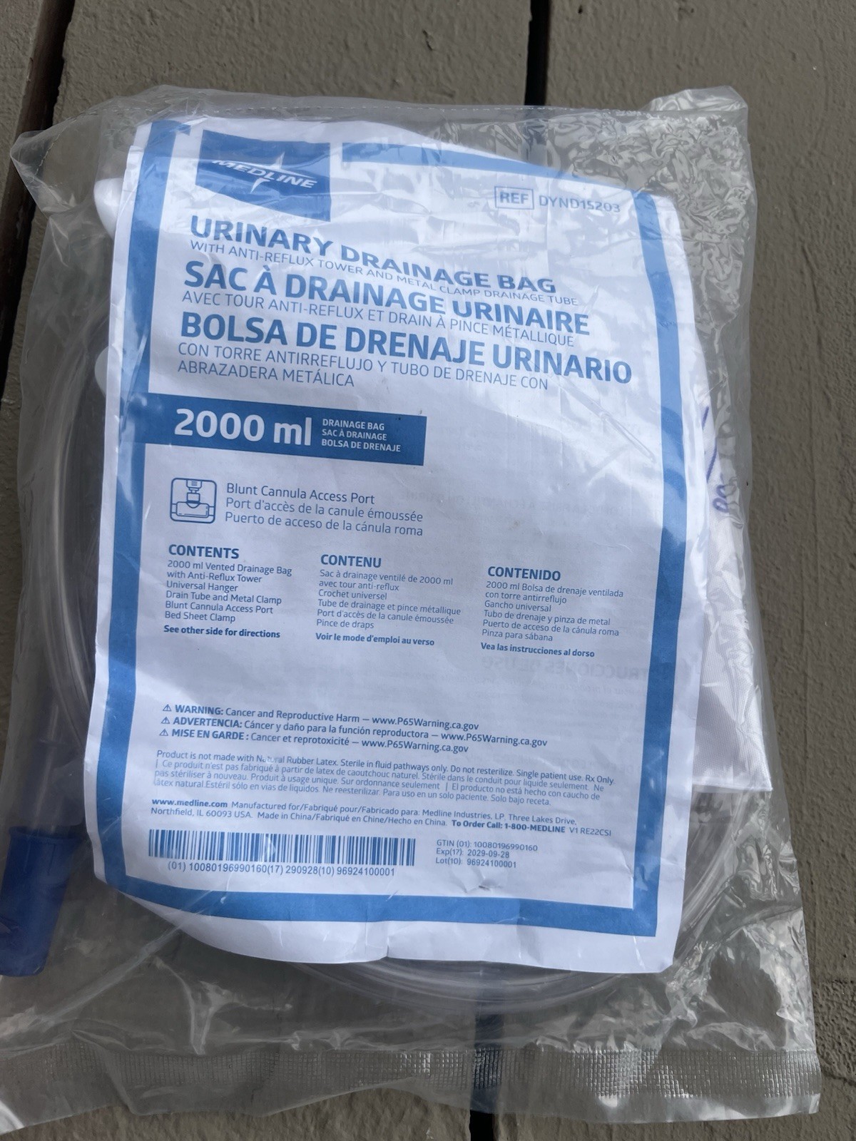 Medline 2000 ml Urinary Drainage Bag NEW SEALED REF DYND 15203