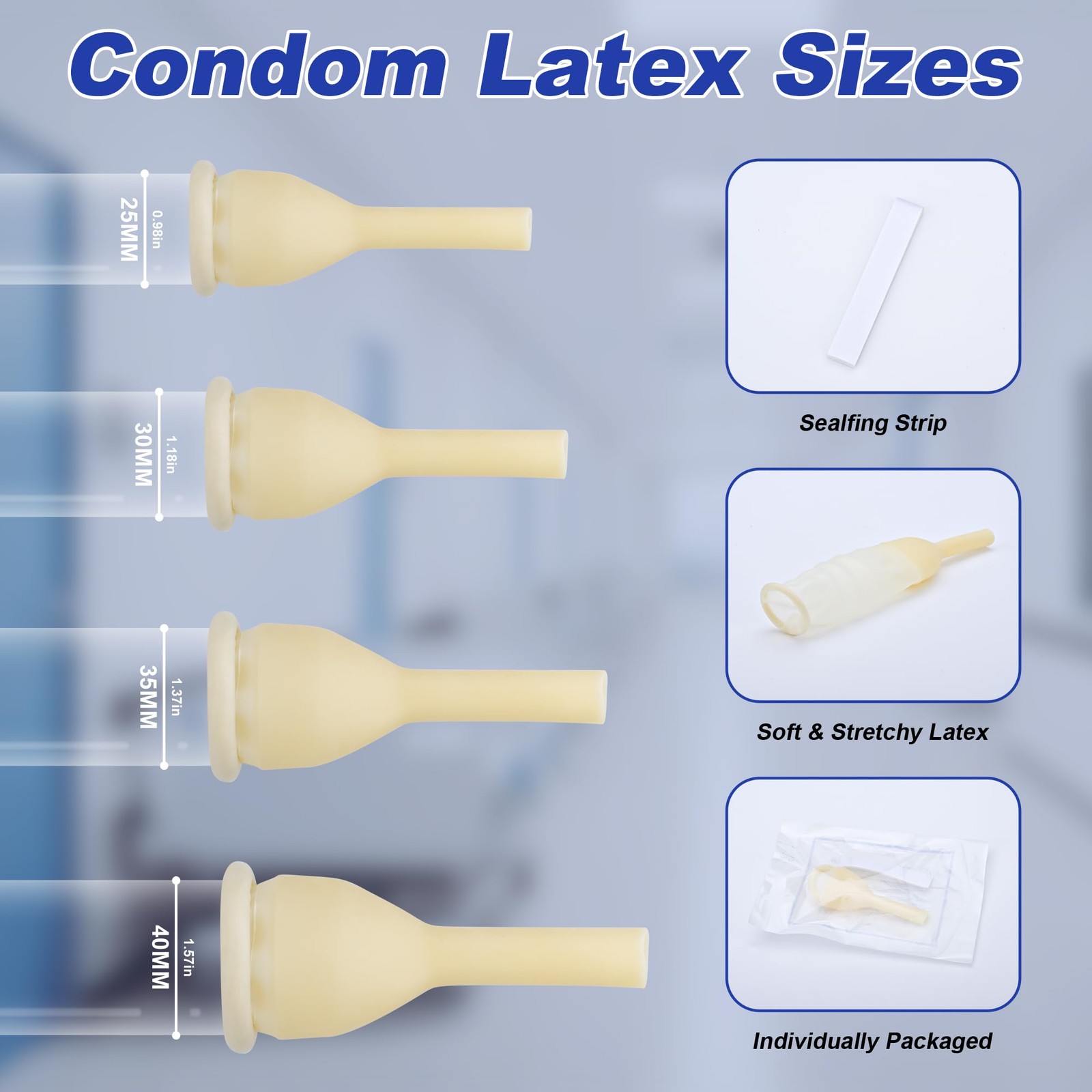 External Condom Catheter for Men Kit, 24 Soft Latex, 6 Catheter Stabilization…