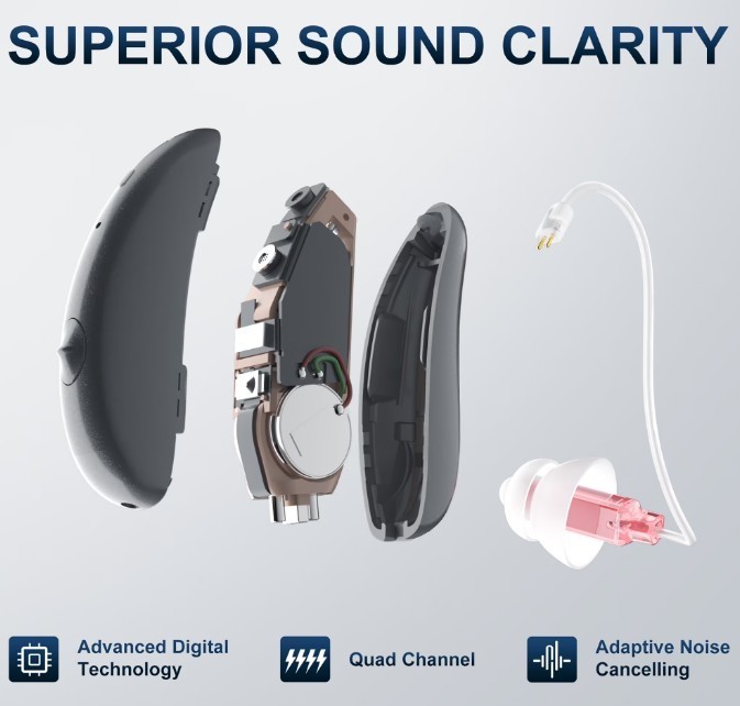 Ceretone Beacon Silver FDA Cleared OTC Receiver-In-Canal Hearing Aids Brand New