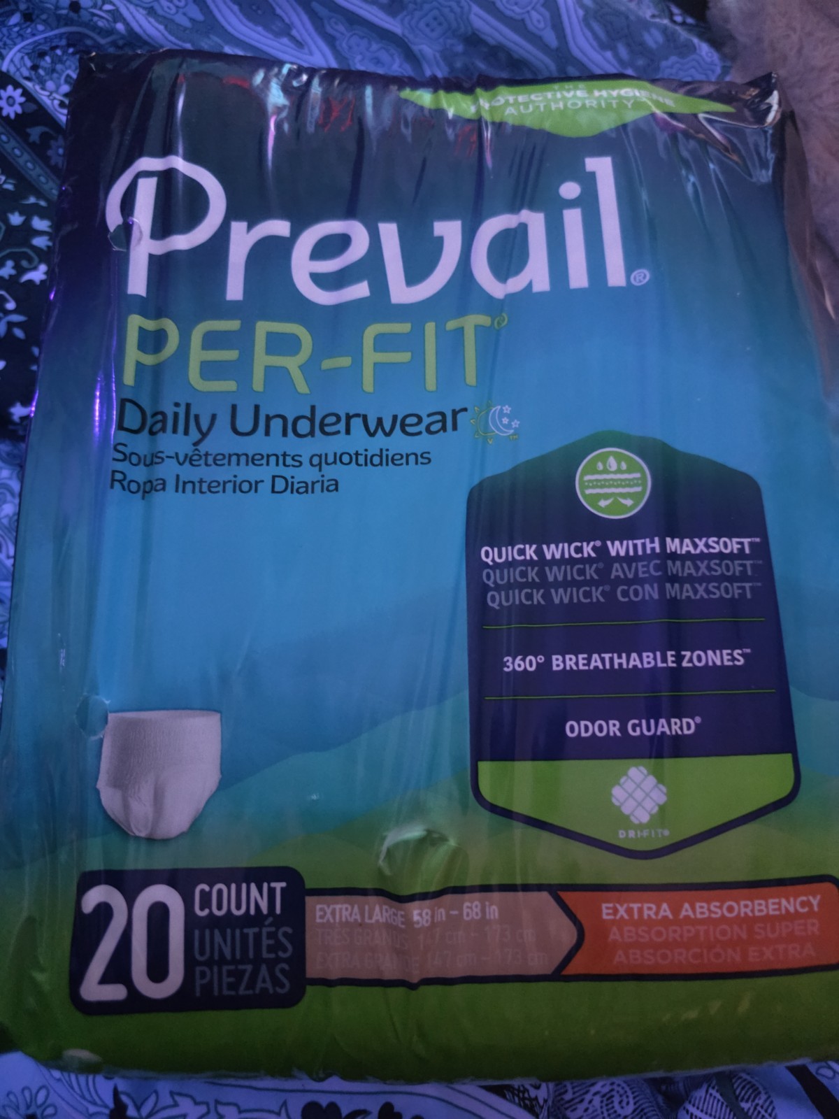 20ct Prevail Per-Fit Daily Protective Underwear Unisex Diaper L 4 pack