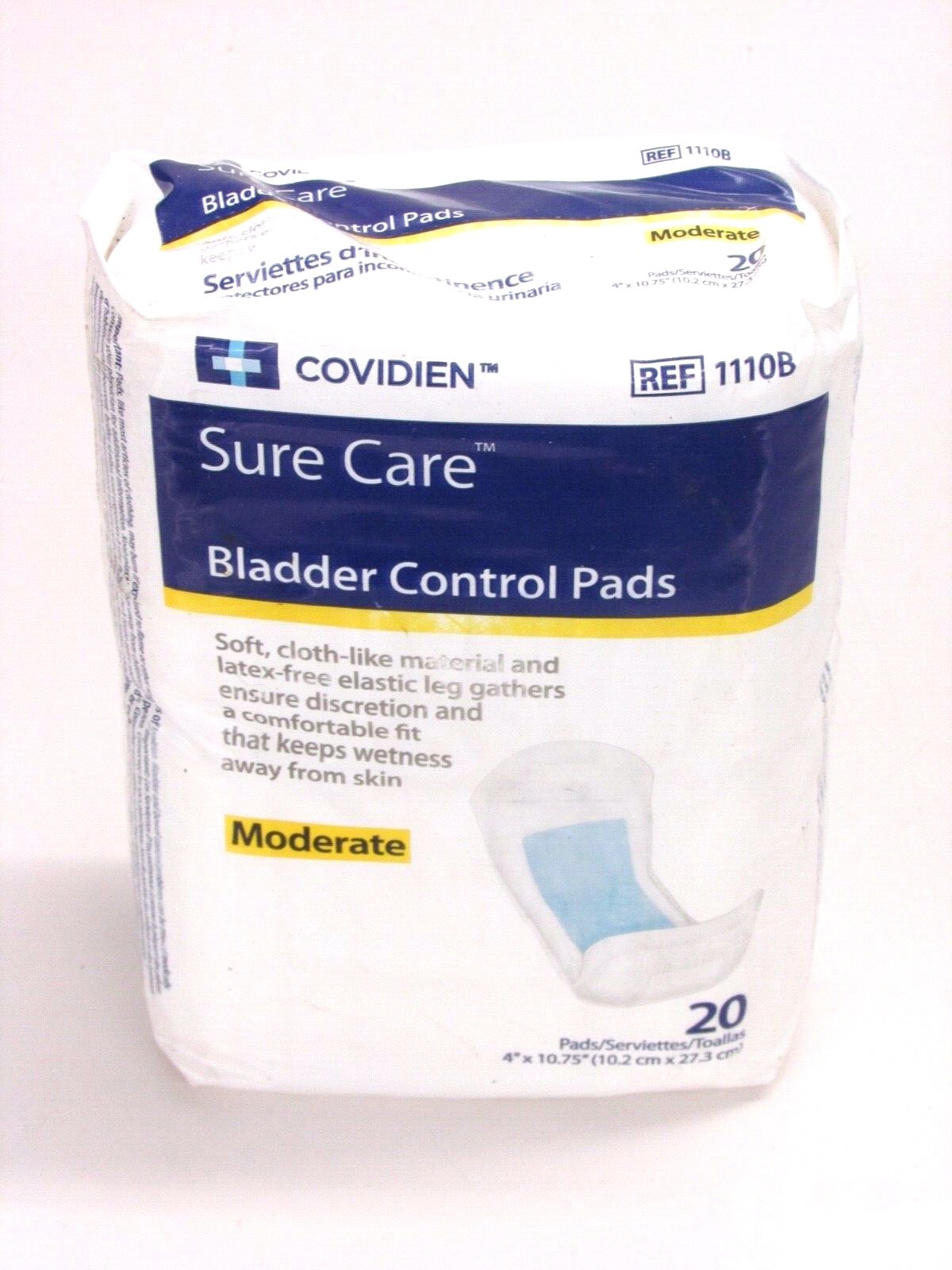20-Pk COVIDIEN SURE CARE BLADDER CONTROL INCONTINENCE PADS, MODERATE ABSORBENCY