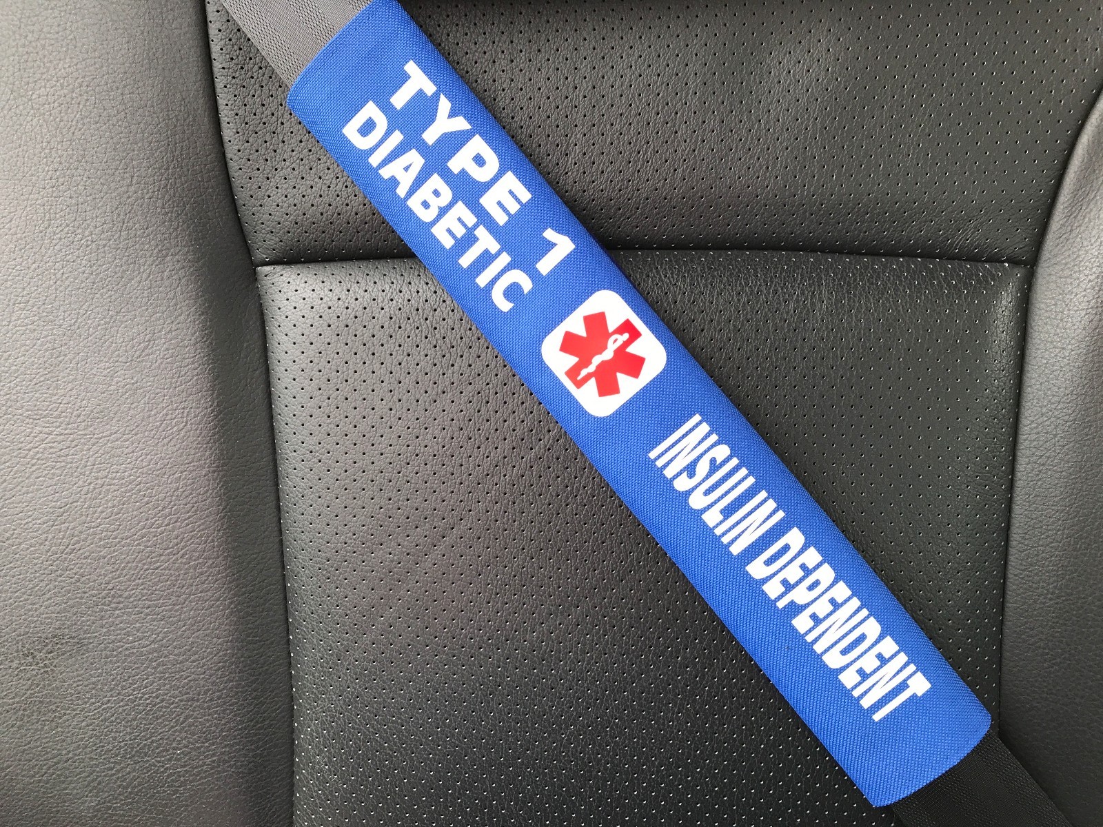 Type 1 Diabetes TID Medical Alert Seat Belt Safety Cover ICE