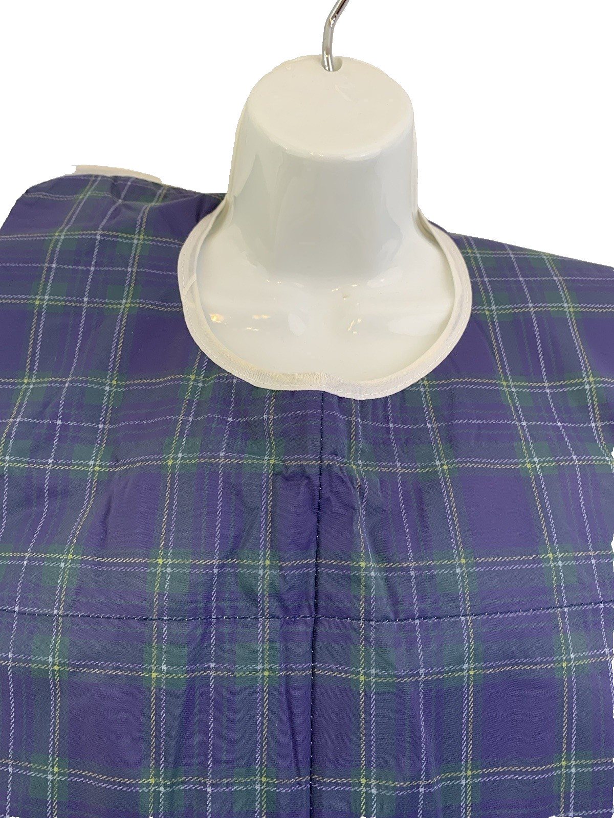 ADULT SENIOR ELDERLY PROTECTIVE BIB NAVY GREEN PLAID&WHITE OTHER SIDE REUSABLE