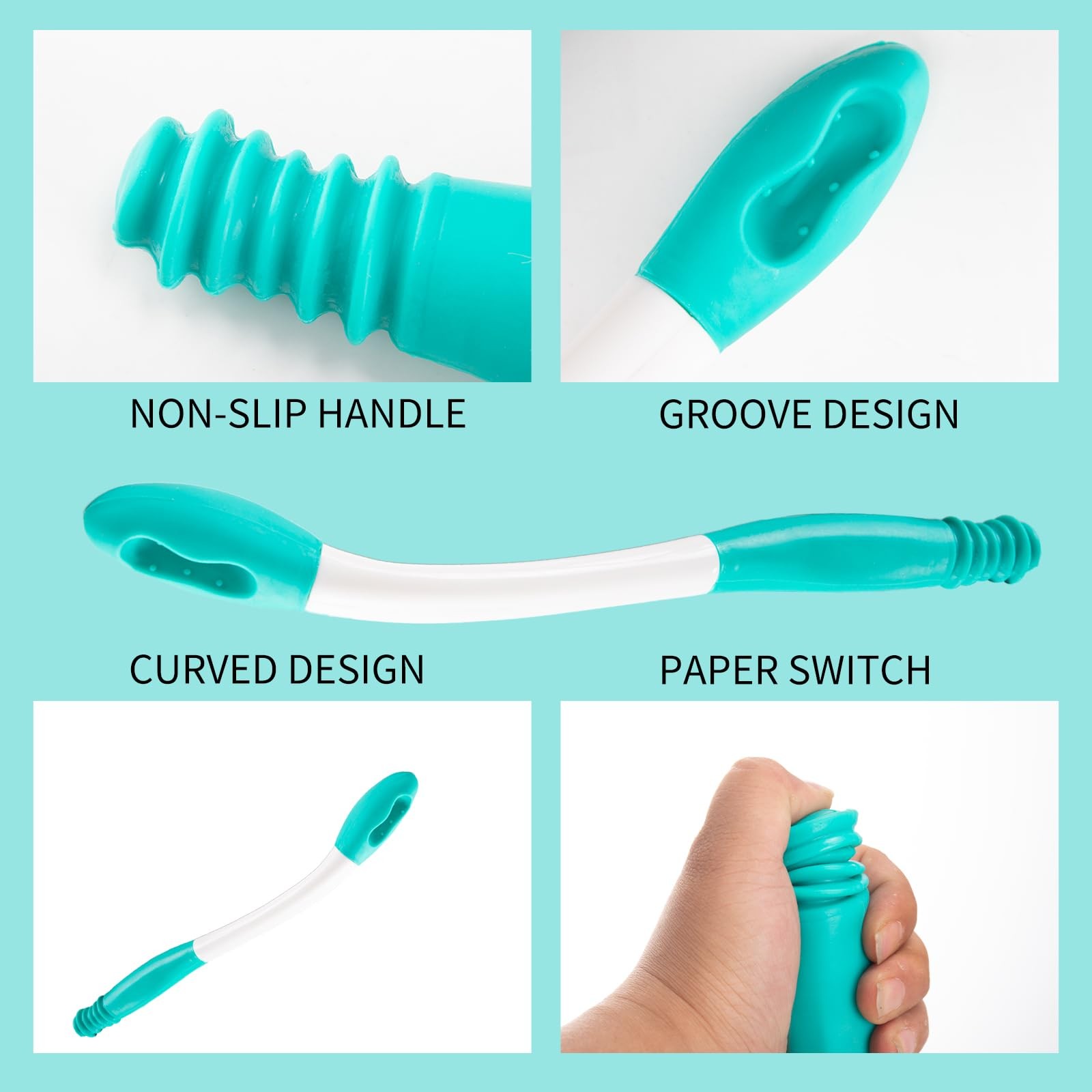 2-Piece Toilet Aids for Wiping – 15.7″ Long Reach Comfort Butt Wiper Green
