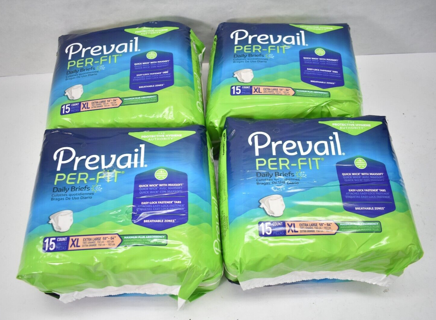 Lot of 60 Prevail Per-Fit Daily Briefs XL Size 59″ To 64″ Waist Disposable