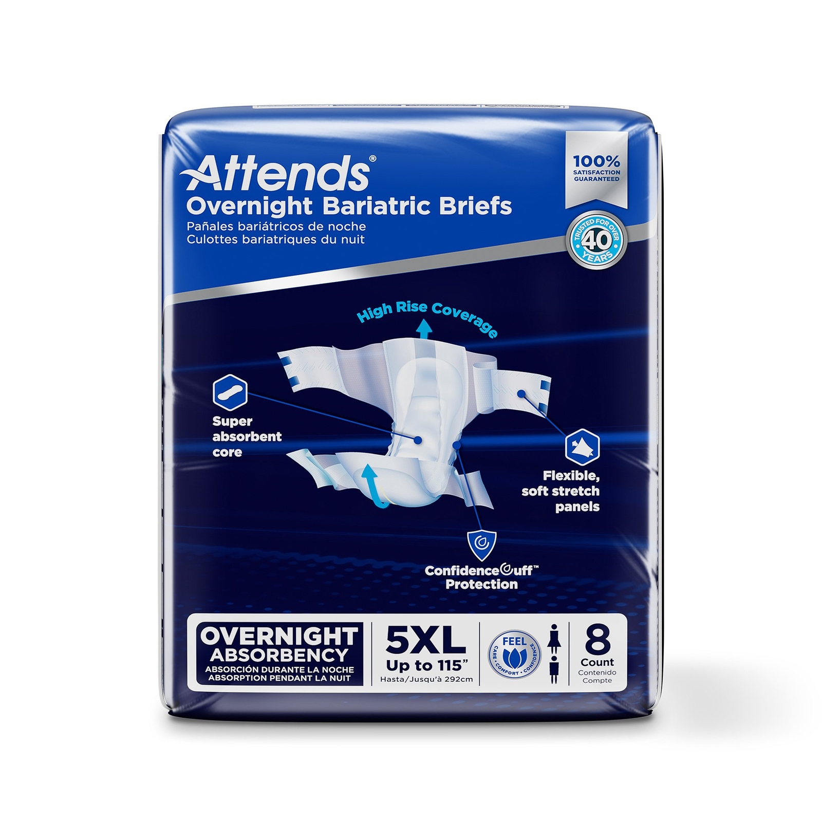 Attends Overnight Bariatric Incontinence Brief 5X-Large Overnight DD70 8 Ct
