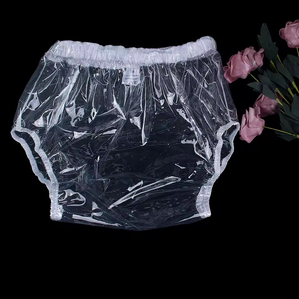 2PCS Clear Adult Waterproof TPU Incontinence Pants Reusable Plastic Diaper Cover