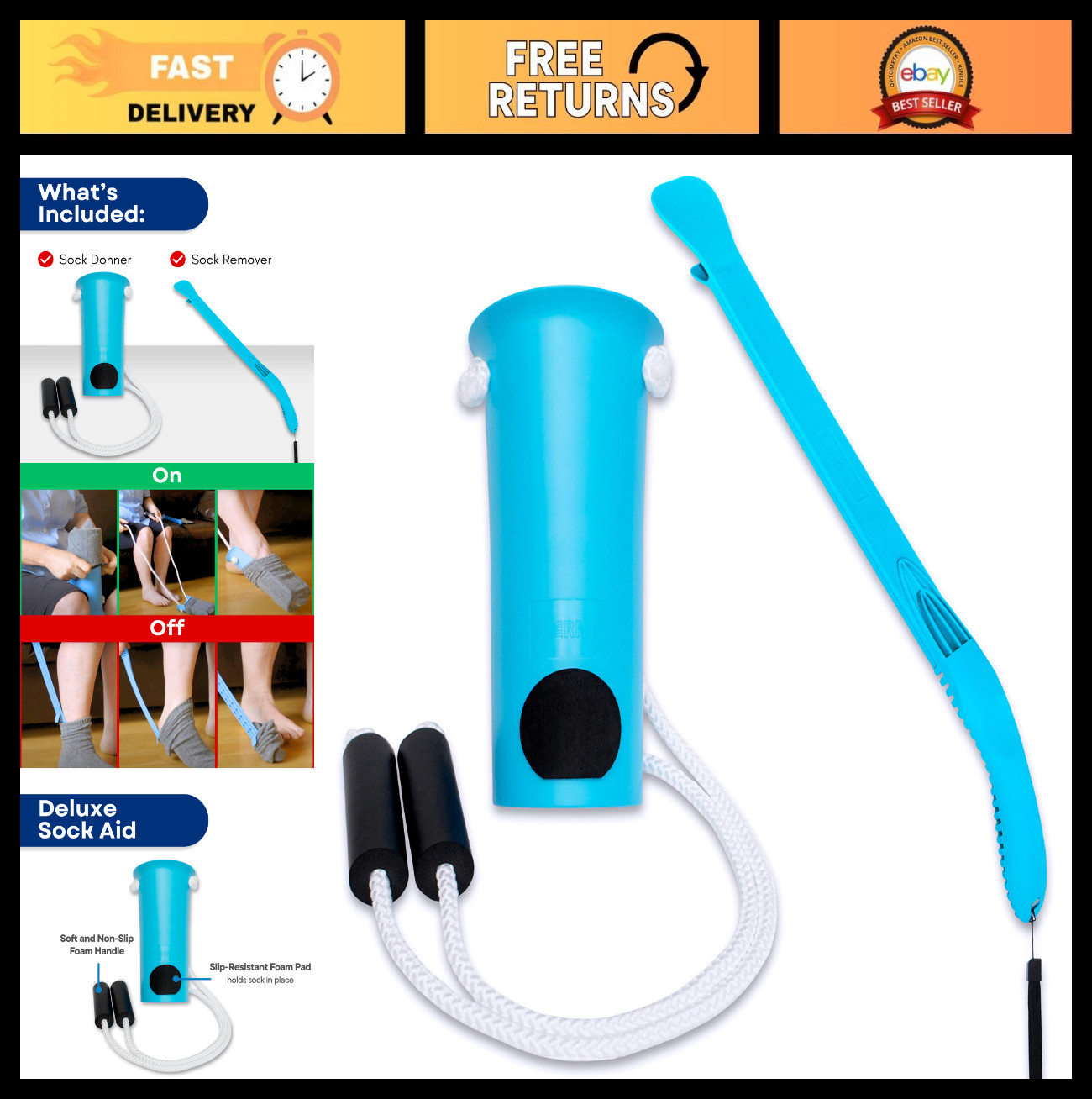 Sock Aid Kit – Easy On Easy Off Device for Socks & Stockings – Mobility Aid for