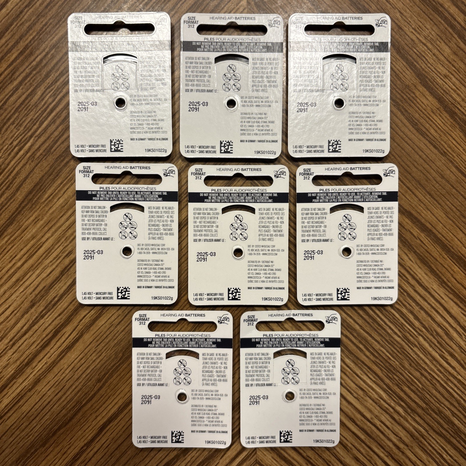 94 NEW UNUSED Kirkland Signature Hearing Aid 312 Batteries (+ bonus batteries)