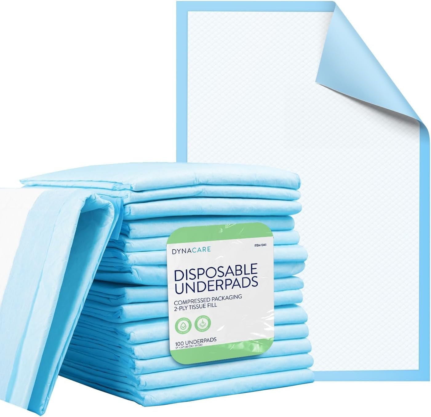 100 Count Disposable Bed Pads, 17″x24″, Highly Absorbent Incontinence Protection