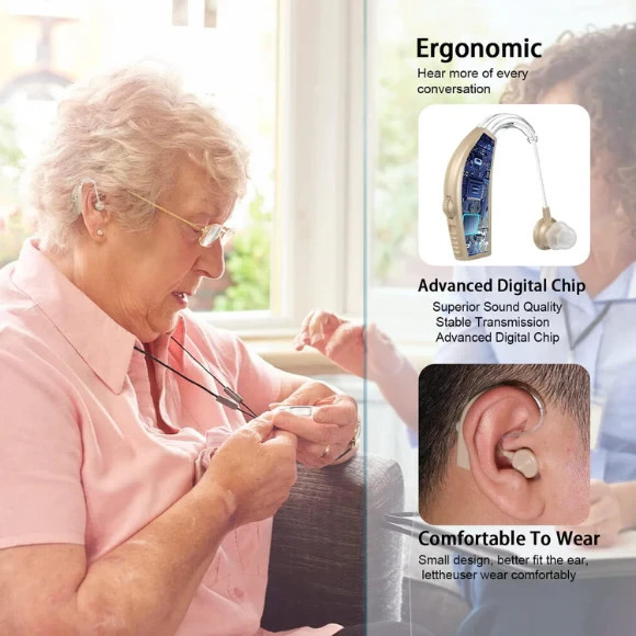 Hearing Aids Hearing Amplifiers for Seniors Rechargeable with Noise Cancelling.