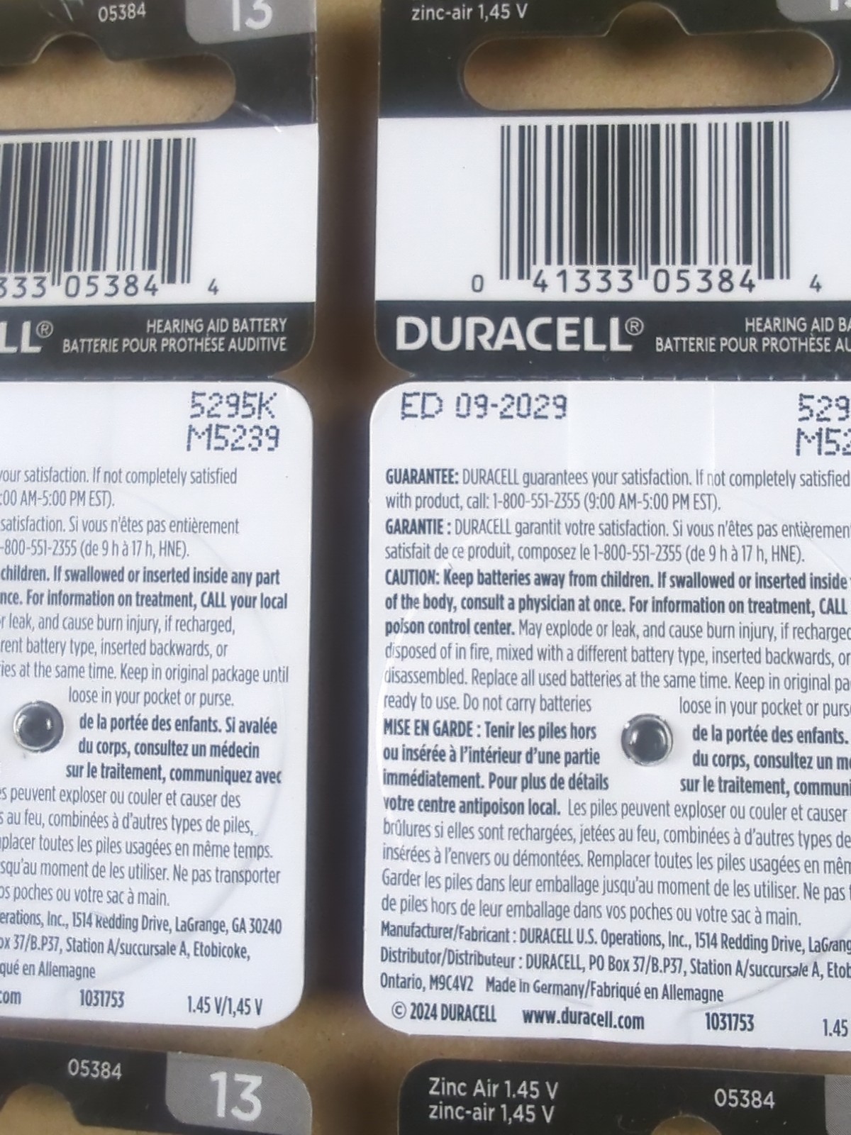 Duracell Hearing Aid Batteries Orange Size 13 32 Count Long-Lasting Exp. 9-2029