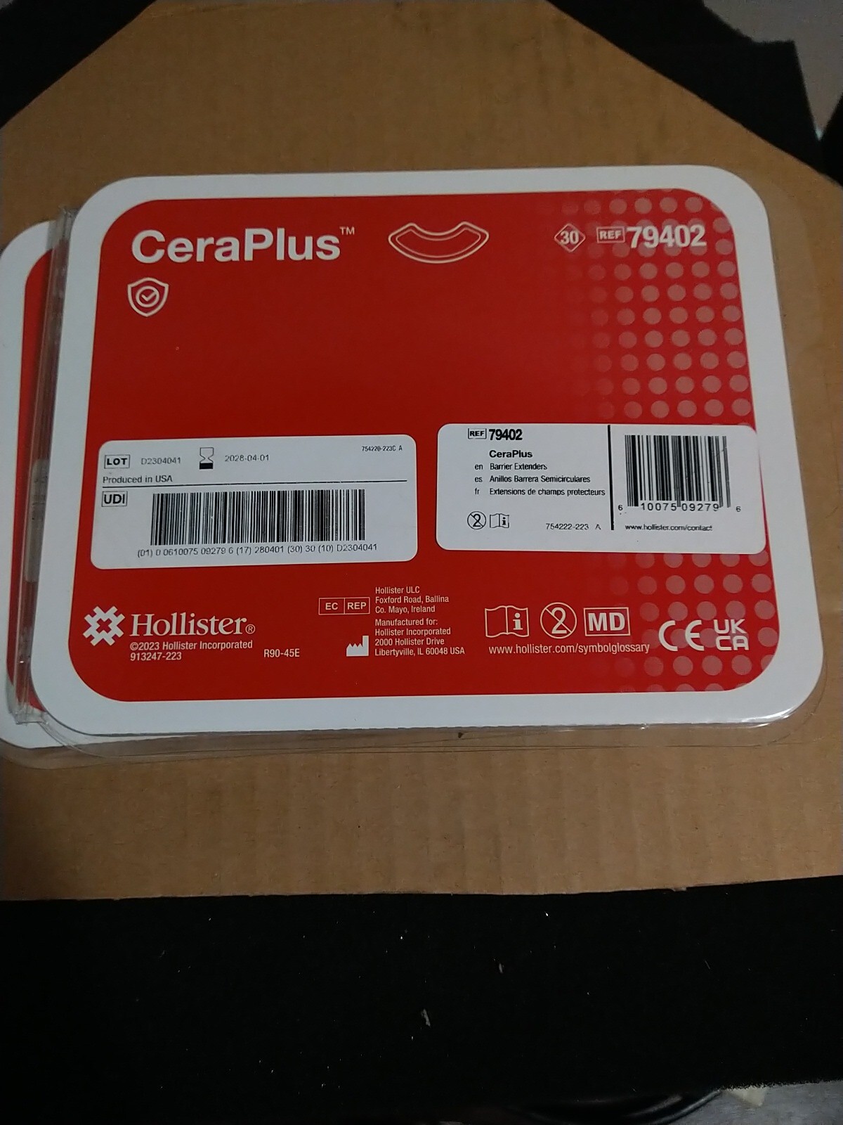 Lot of 2-Hollister CeraPlus 79402 Barrier Extenders, Exp 2028 (2pkgs=60pcs)