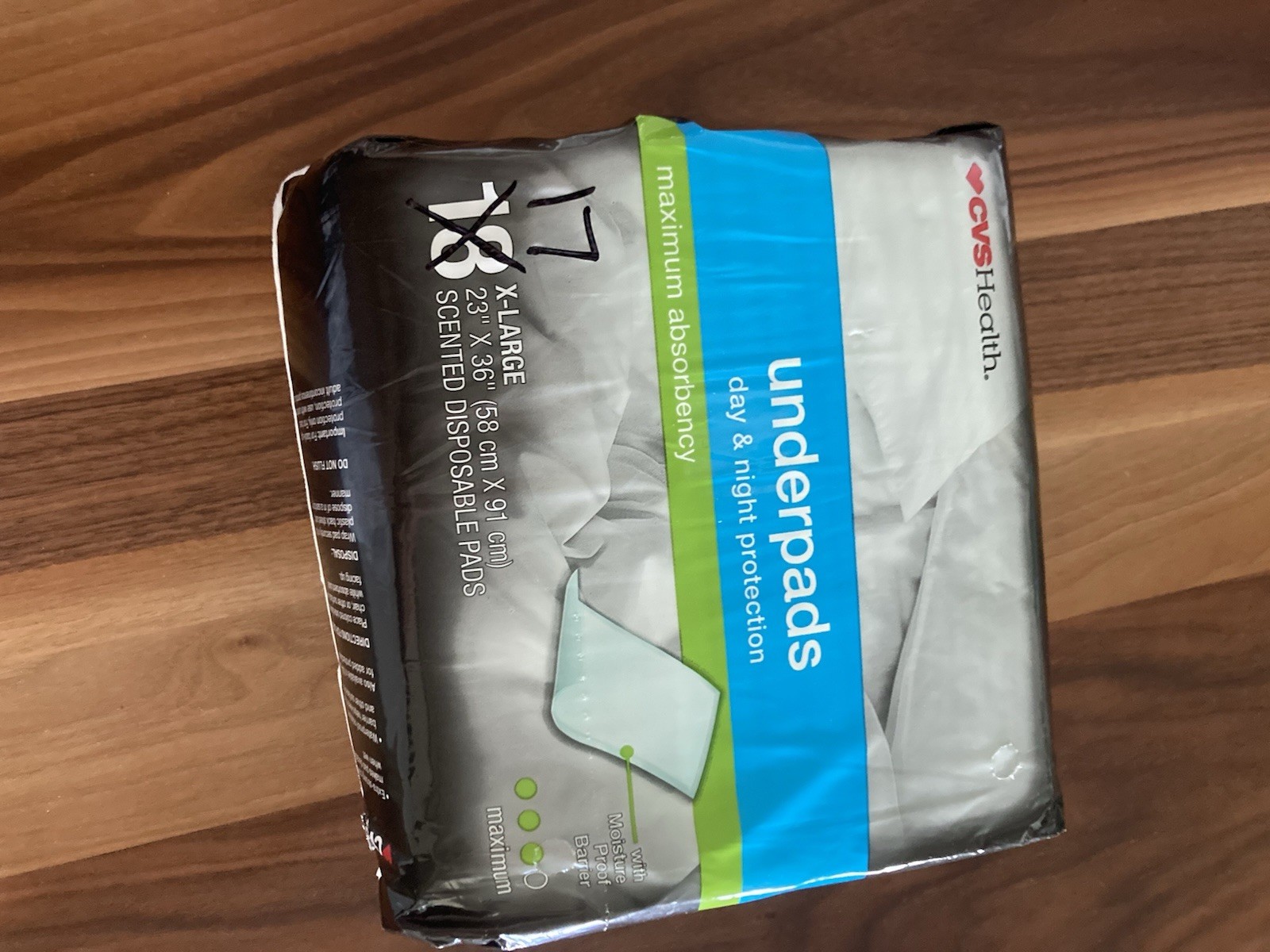CVS Underpads Day & Night Protection Maximum Absorbency 17 X-Large 23″ x 36″