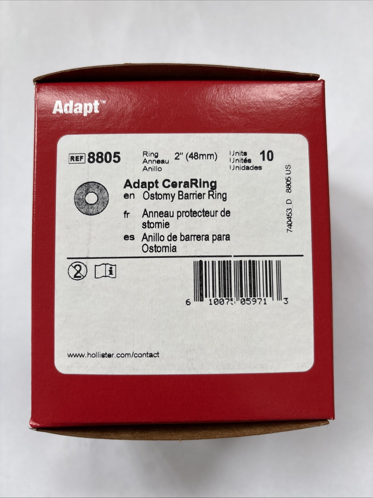 Hollister Adapt CeraRing Ostomy Barrier Ring. Size 2″ (48mm) Ref #8805 Exp. 2030
