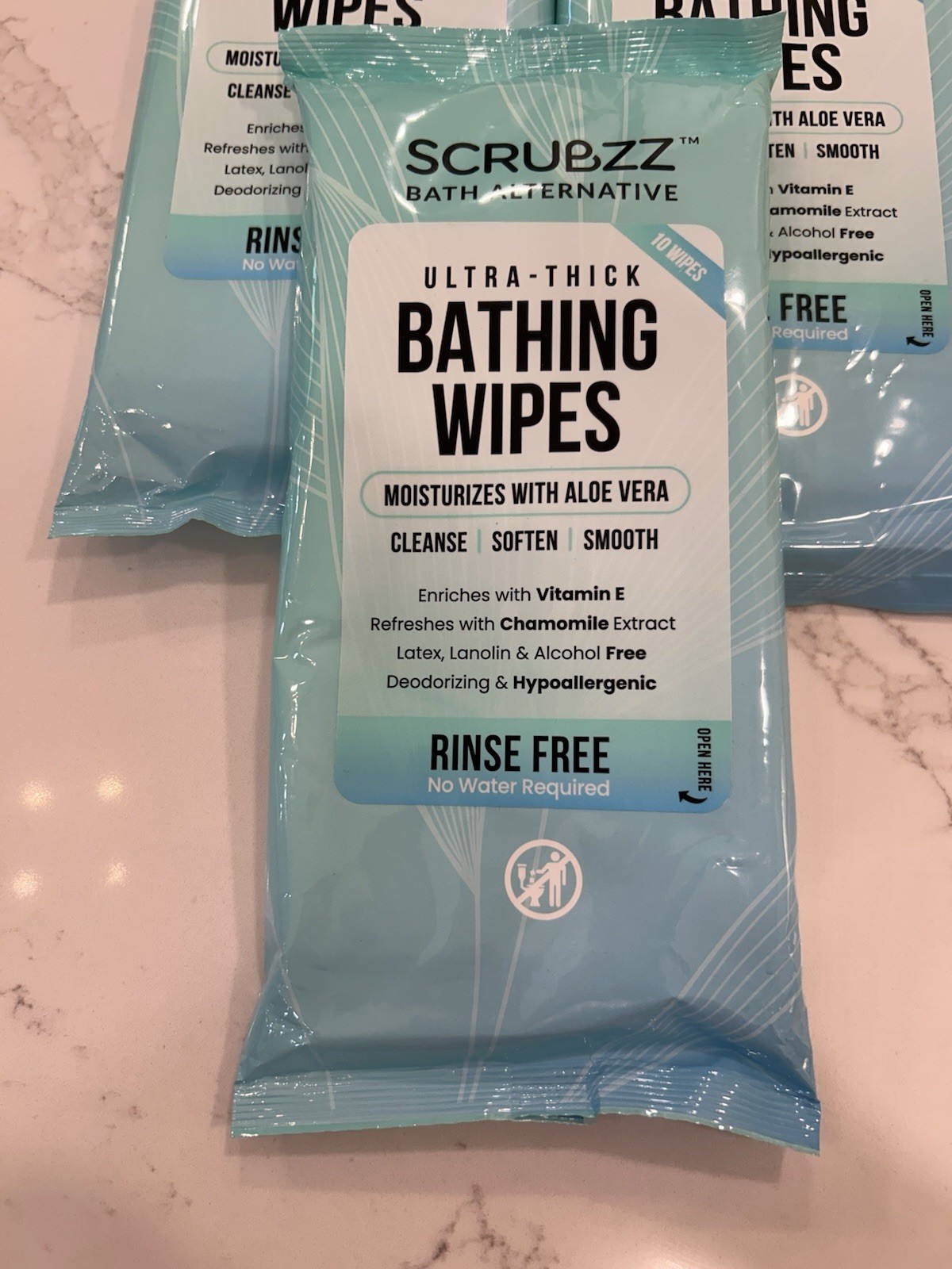 Ultra Thick Bath Wipes Ideal for Gym Camping Elderly & Post Surgery Use Set of 3