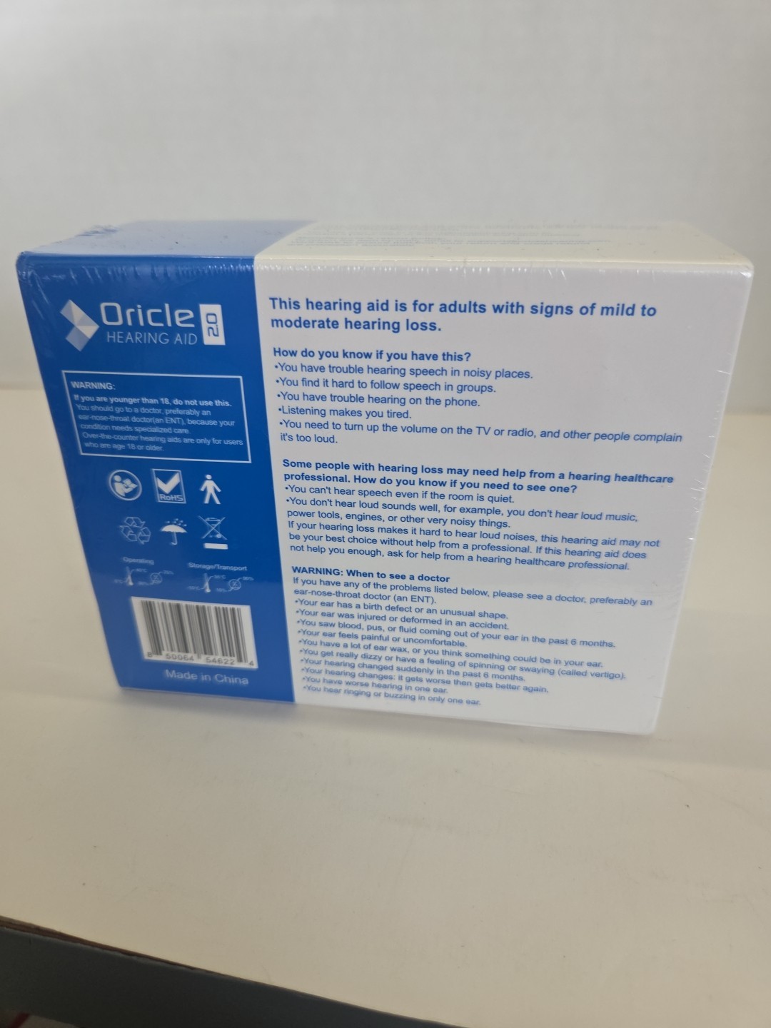 Oricle Hearing Aid 2.0 – Model JH-A490 – New Open Box – Rechargeable Pair