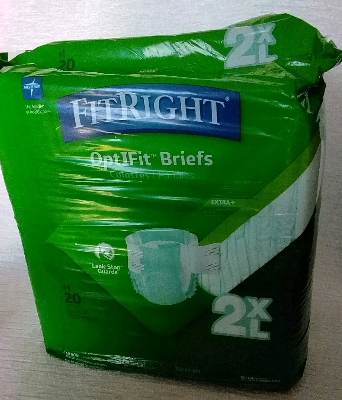 FitRight Adult Incontinence Briefs Tabs 2XL XXL 60-70″ 20 Count New Open Bag