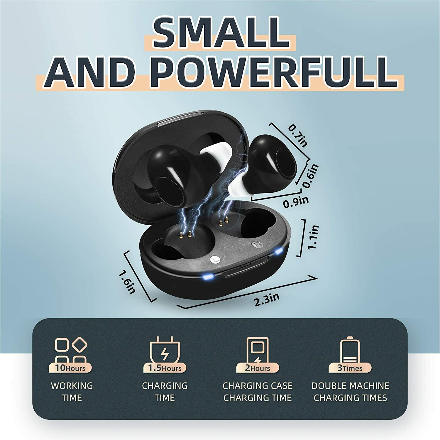 Hearing Aids Amplifier ITE Hearing Assist Rechargeable One Pairs for Elderly