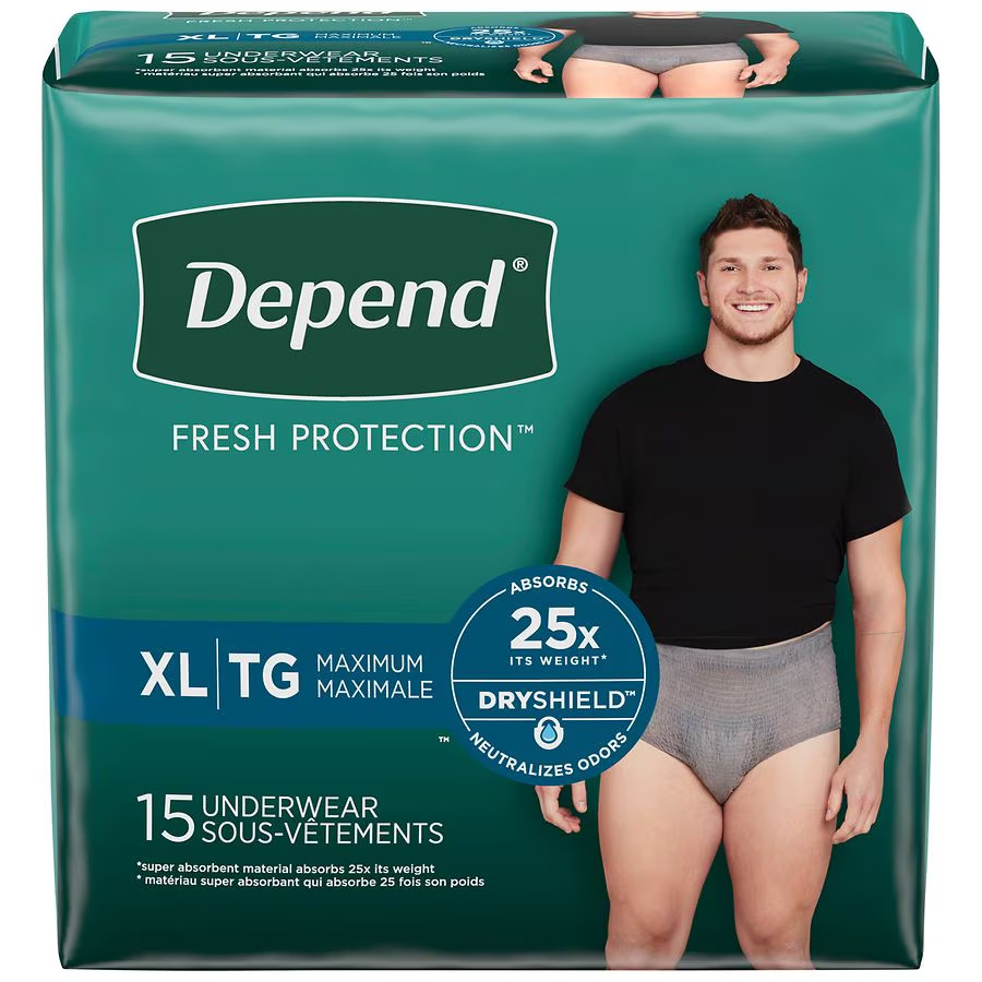 Depend Adult Incontinence Underwear for Men Extra-Large, 15.0 ea