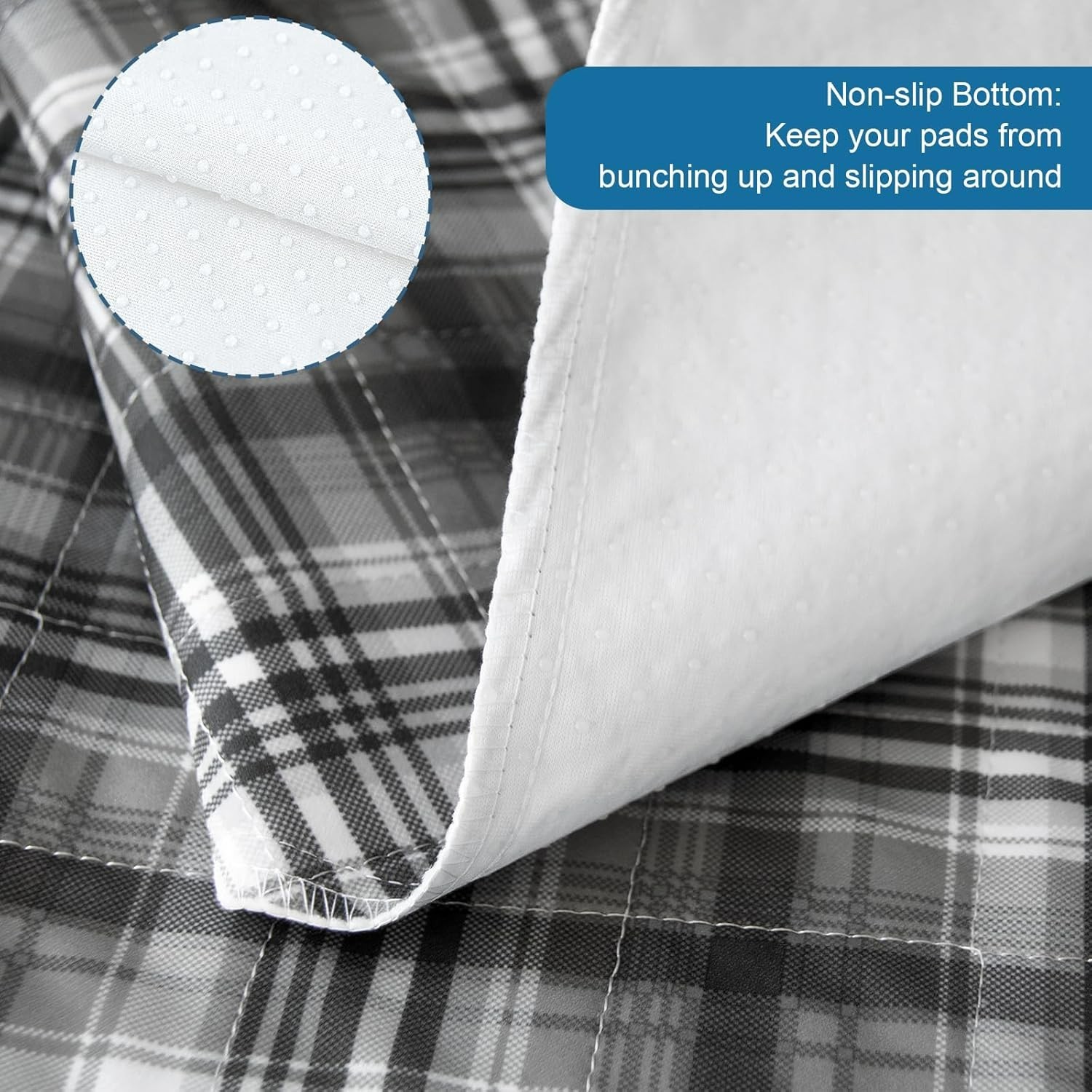 Washable Bed Pads 4 Pack 34″x36″ Reusable Incontinence Bed Wetting Pads Plaid