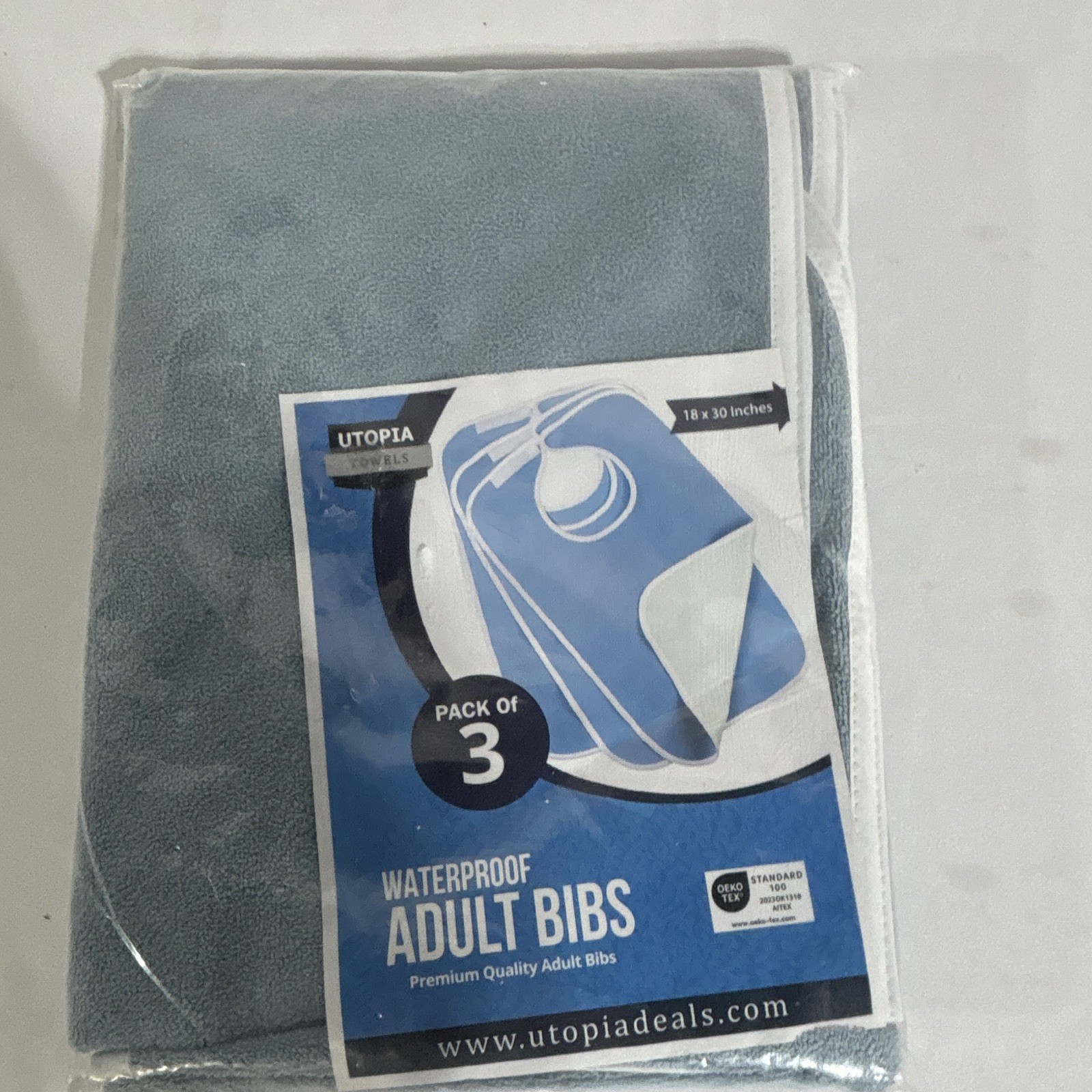 Utopia Towels Waterproof Adult Bibs Pack of 3, 18 x 30 in, Blue