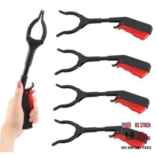 Short Grabber Reacher Tool, 4pcs 30cm/12inch Small Grabber Reacher Black Red