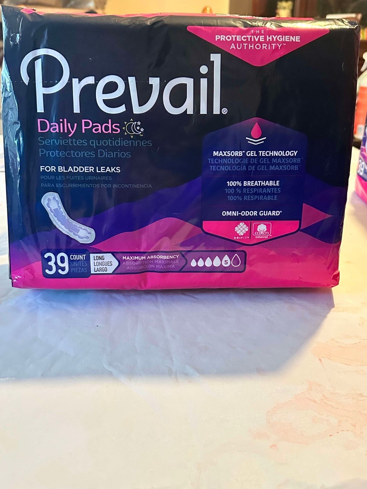 Prevail Daily Incontinent Pad 13″ L Long Length Maximum 39 Ct