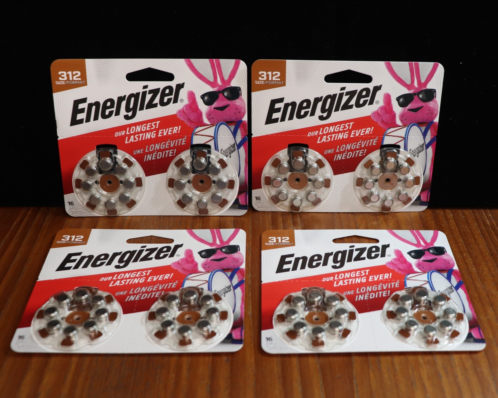 4 Pack Lot of (64) Energizer Size 312 Hearing Aid Batteries AZ312DP-16 Exp 12/27