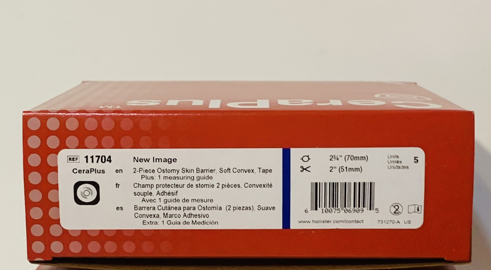 HOLLISTER 11704 New Image CeraPlus CONVEX Skin Barrier 1BX/5EA Exp.2029/01