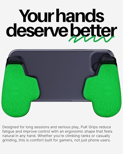 PUK Phone Gaming Grip – Black & Green Ergonomic Mobile Game Handle with