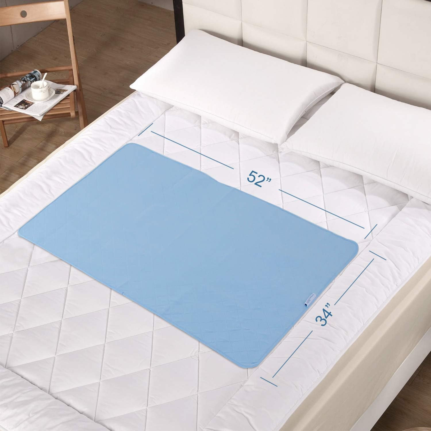 Bed Pads for Incontinence Washable Large (34″ × 52″), Reusable Waterproof Bed U