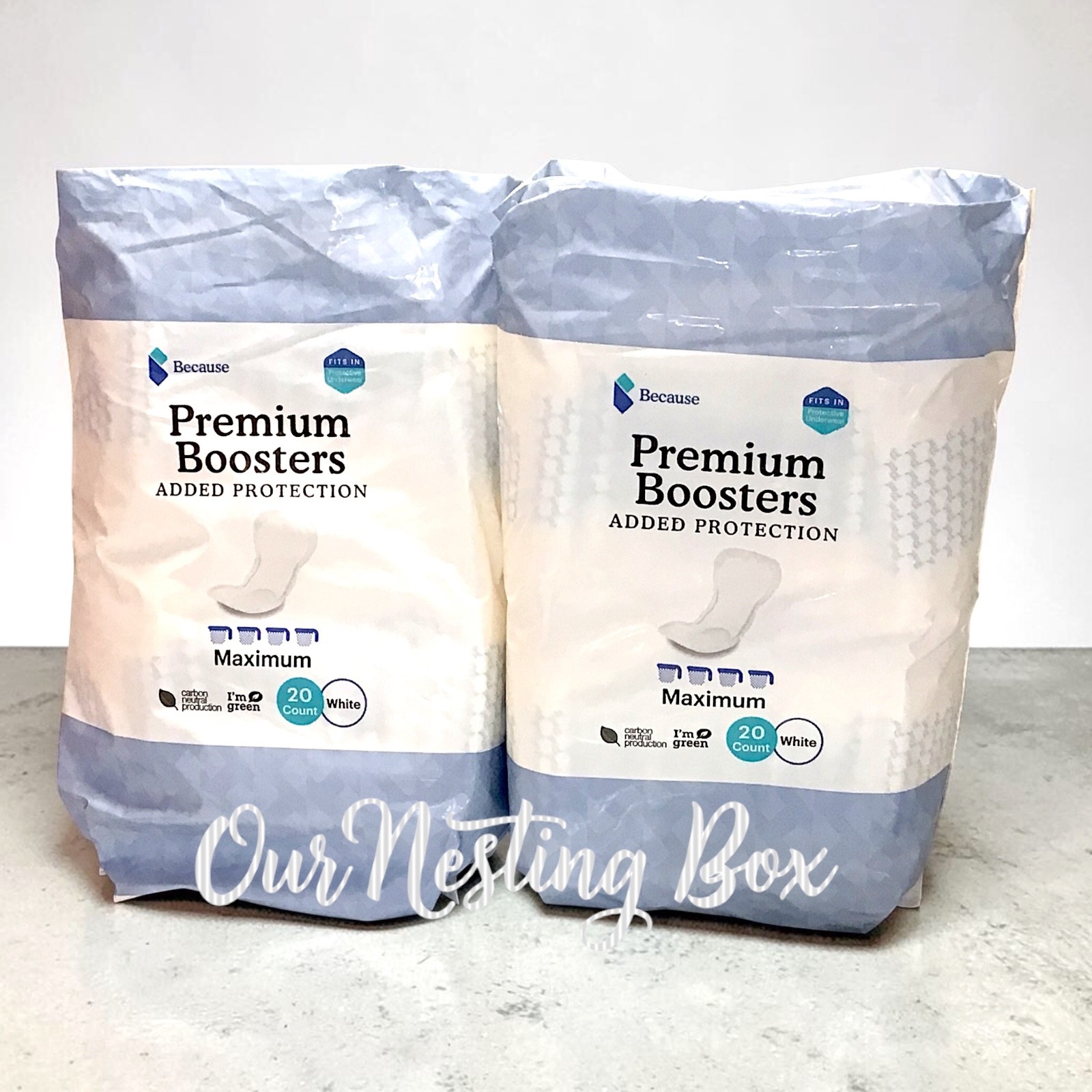 2 Because Overnight Booster Pads Fit All Adult Diapers Extra Absorbency 40 Pack