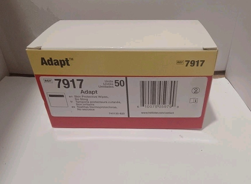 Hollister 7917 Adapt Skin Protective Wipes Box 50 Skin Wipes No-Sting Free Ship