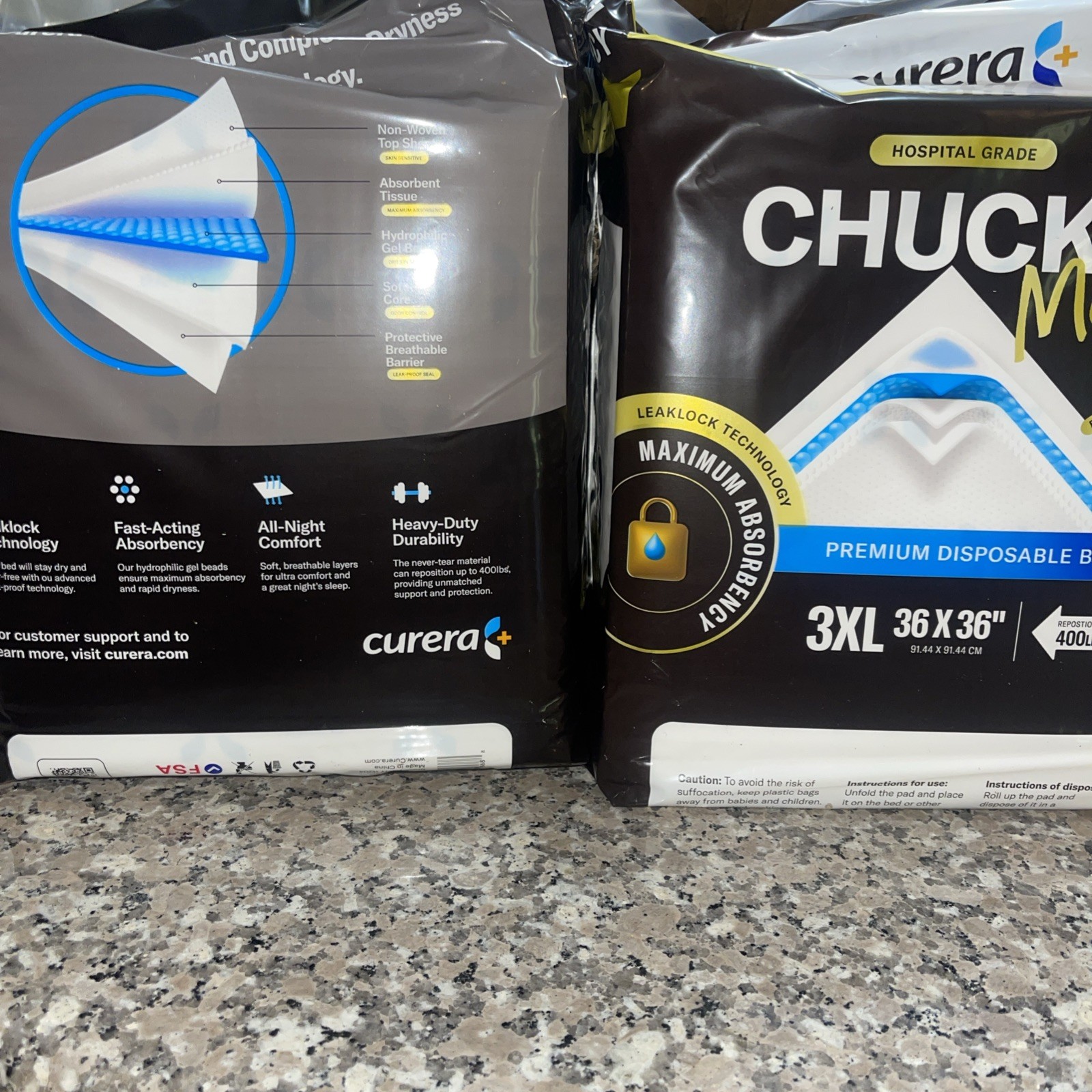 Chucks MAX-Plus Hospital Bed Pads 20 Disposable Adult 36 x 36 Soft & Breathable