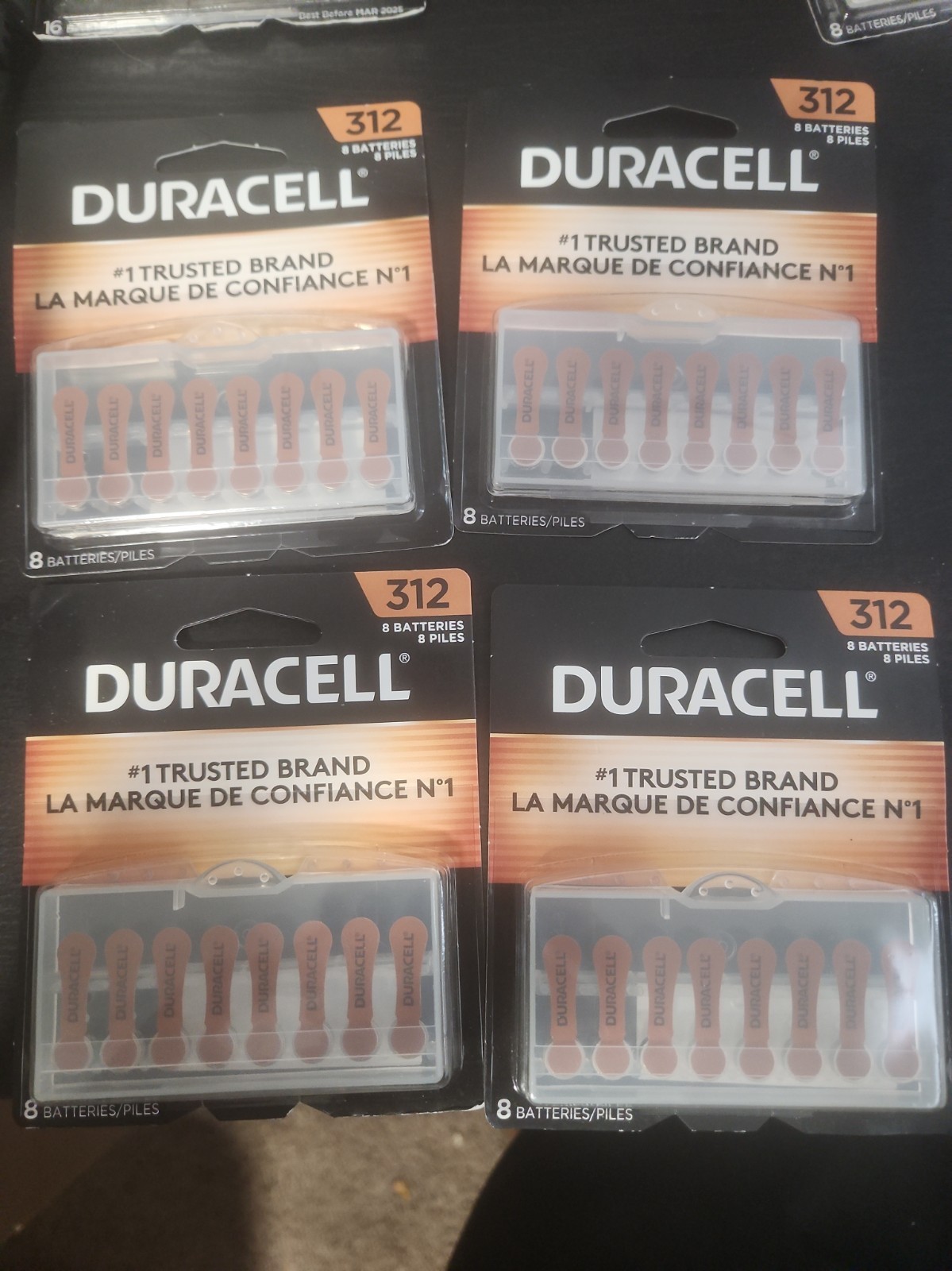 32 Duracell Hearing Aid Batteries 4Packs of 8 DA312B8 Size 312 Exp: 03/2026