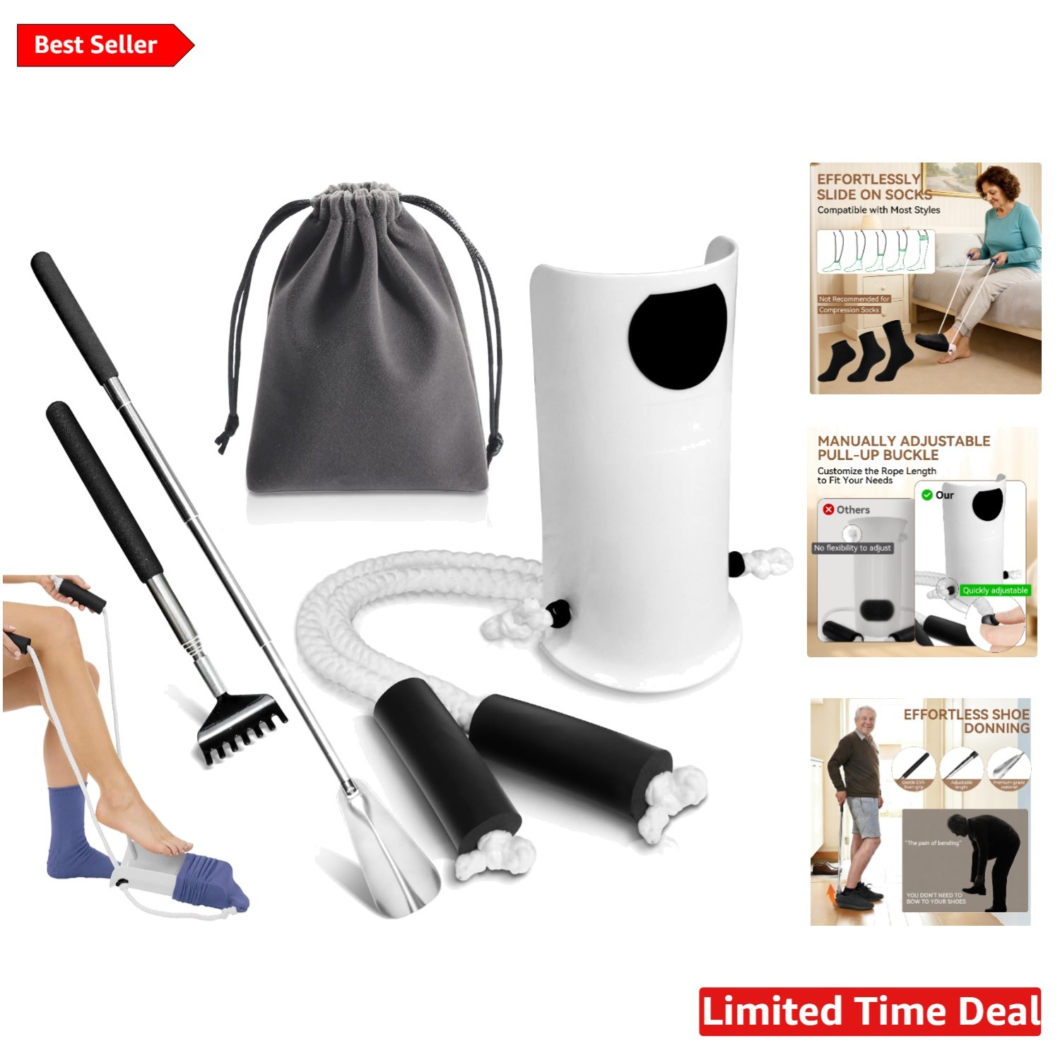 Comprehensive Sock Aid Device for Seniors – Includes Shoe Horn & Back Scratcher