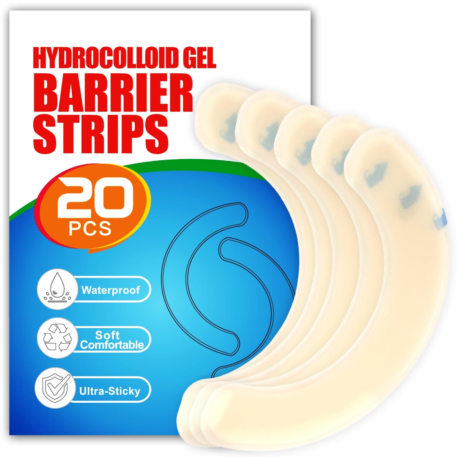20 Pcs Ostomy Barrier Strips for Leak Protection – Hydrocolloid Sealing Strip…