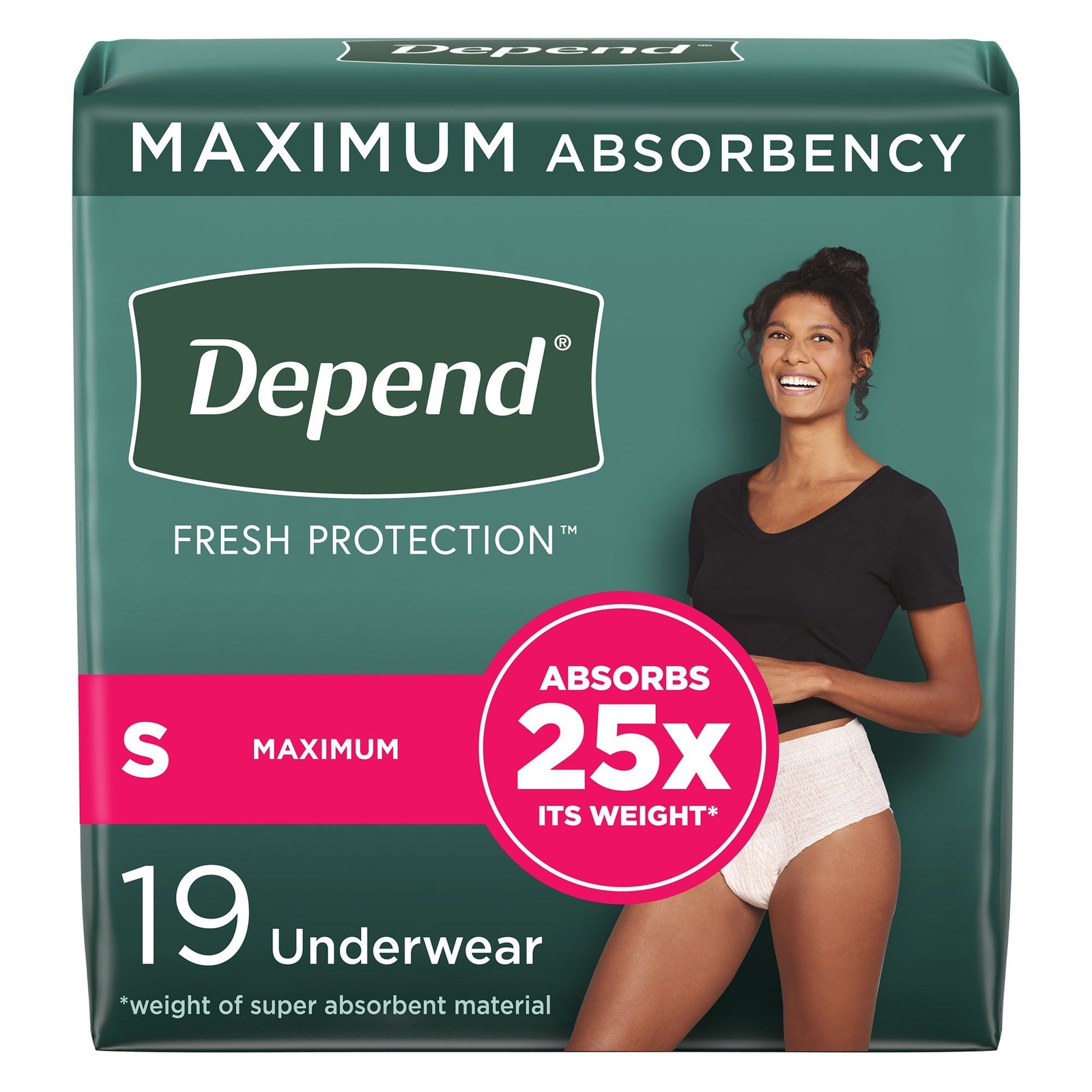 Depend FIT-FLEX Absorbent Underwear, Women’s, Tan, Small, 24″ to 30″ Waist/Hip
