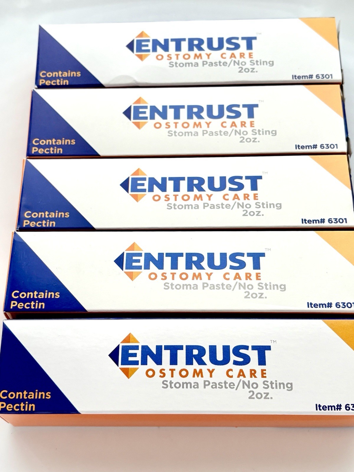 5 Tubes Entrust Ostomy Care 6301 Stoma Paste 2 oz. each – NIB – Exp. 2029