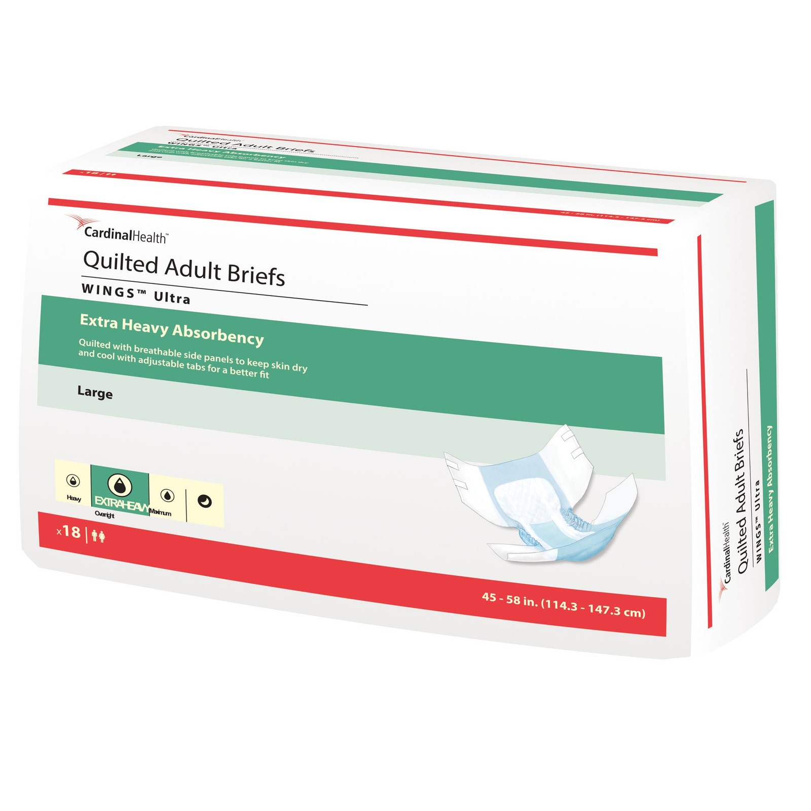 Wings Ultra Incontinence Brief L Quilted 77074 Extra Heavy 72 Ct
