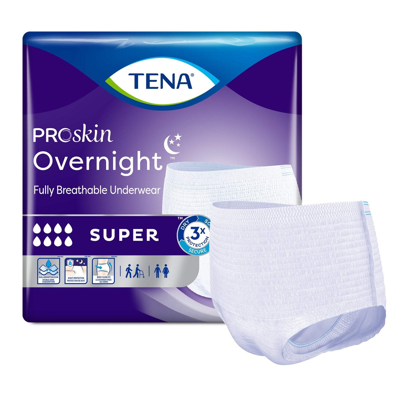 TENA ProSkin Overnight Super Adult Brief Large Bag 12 Heavy Absorbency