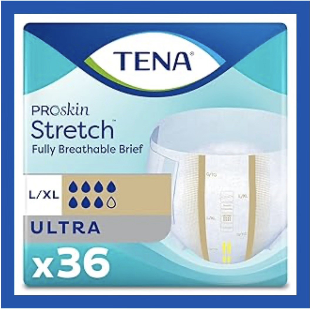TENA stretch Ultra brief Incontinence Disposable Absorbent L/XL 36 Ct 2 Pack, 72