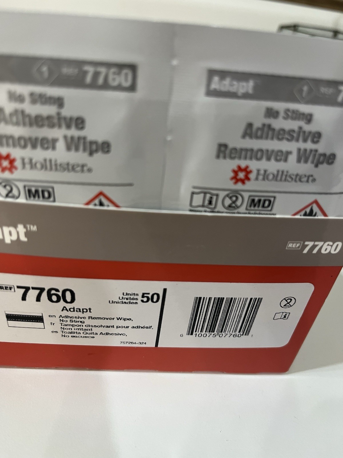 50 Hollister 7760 Adapt Universal Remover Wipes No Sting Expires 2030