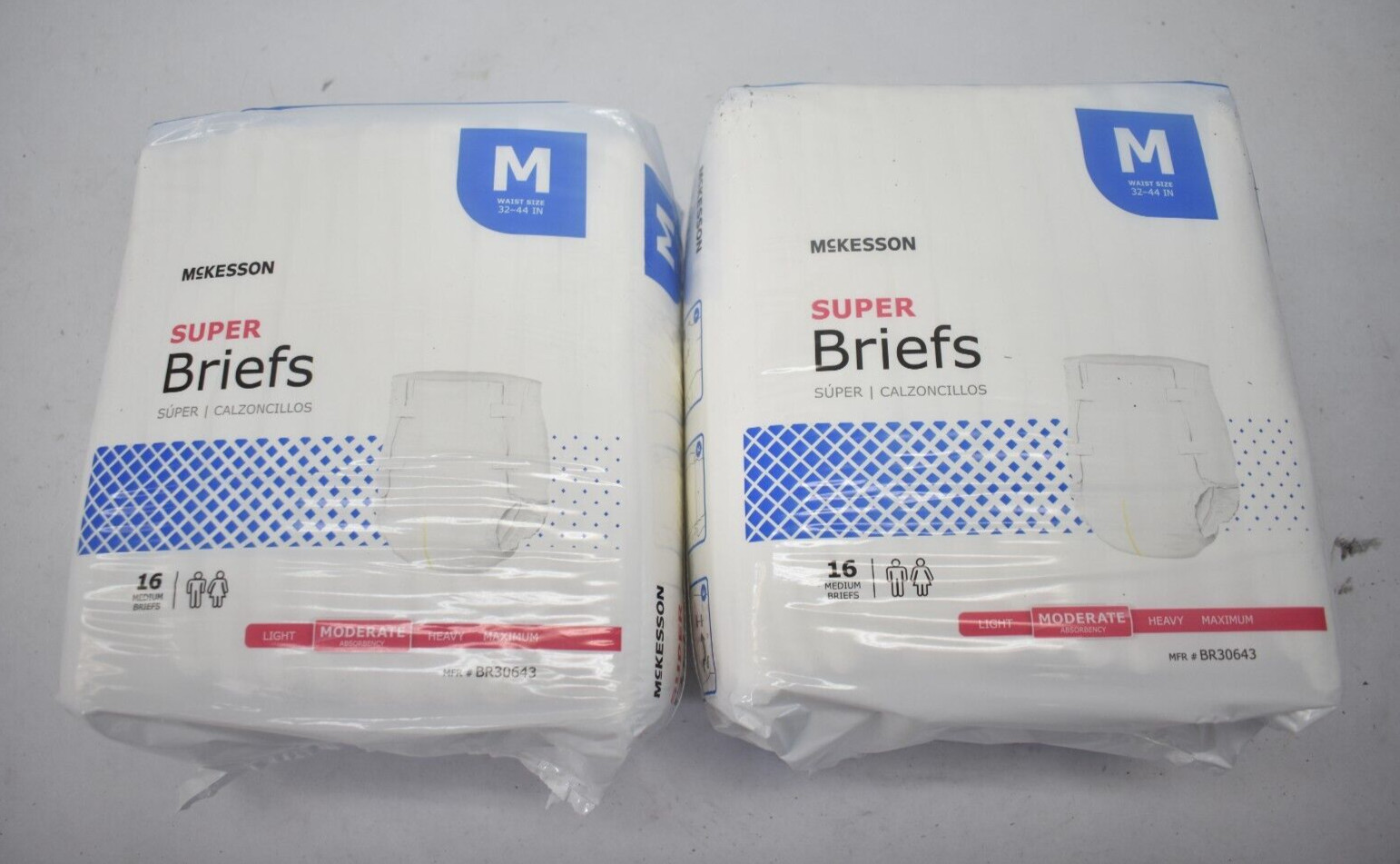Lot of 32 McKesson Super Briefs Moderate Absorbency Medium Size 32″ To 44″ Waist