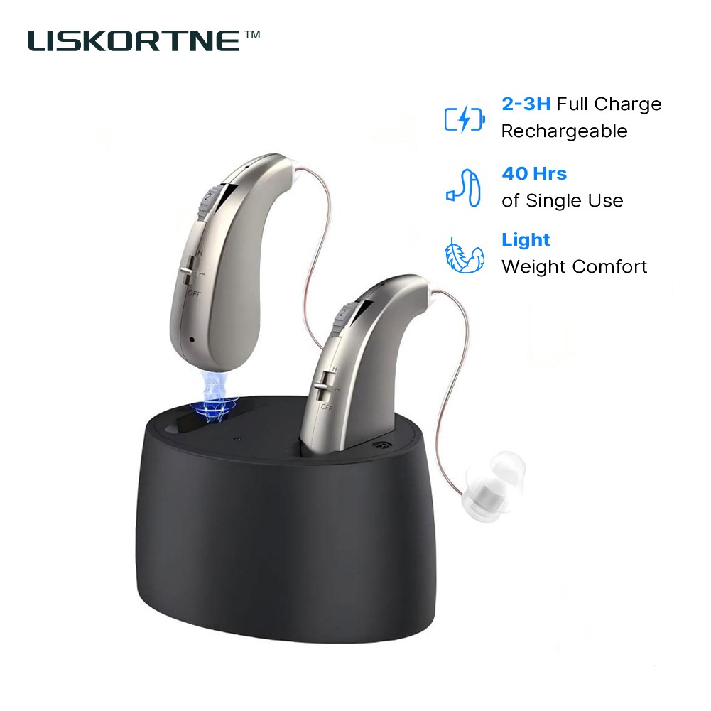 1 Pair Hearing Aids for Seniors Rechargeable Hearing Aid with Noise Cancelling